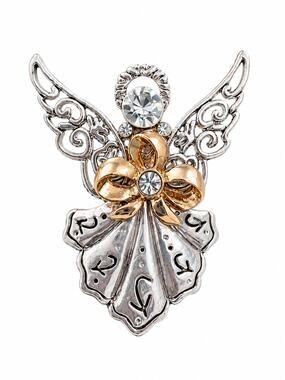 Signed Best two tone angel brooch pin